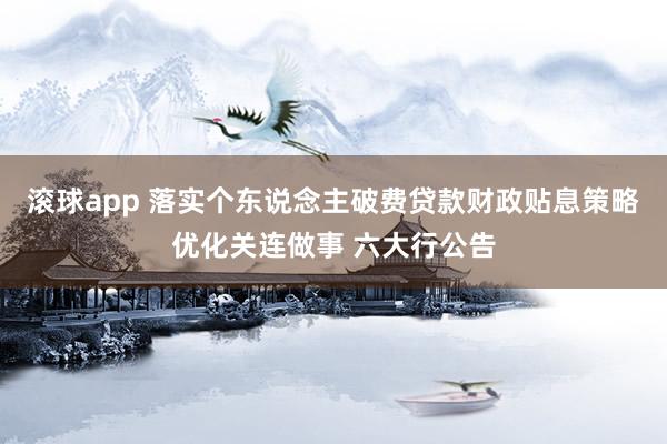 滚球app 落实个东说念主破费贷款财政贴息策略优化关连做事 六大行公告