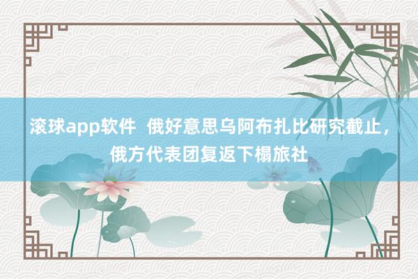 滚球app软件  俄好意思乌阿布扎比研究截止，俄方代表团复返下榻旅社