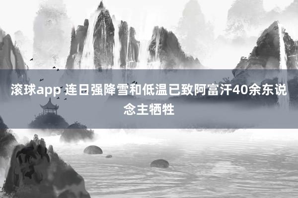 滚球app 连日强降雪和低温已致阿富汗40余东说念主牺牲