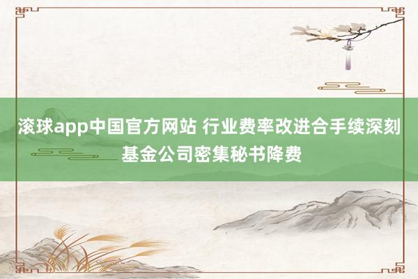 滚球app中国官方网站 行业费率改进合手续深刻 基金公司密集秘书降费