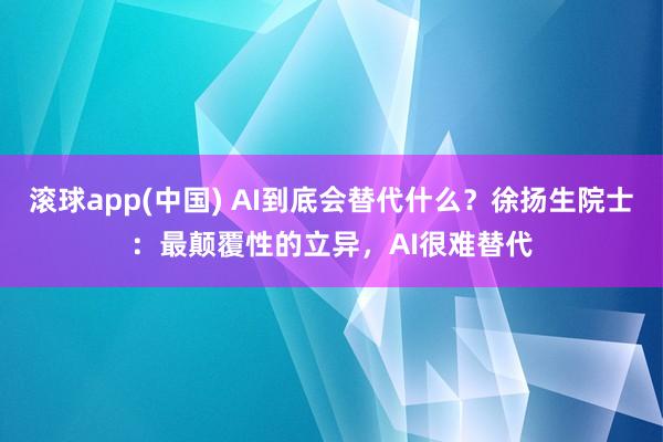 滚球app(中国) AI到底会替代什么？徐扬生院士：最颠覆性的立异，AI很难替代