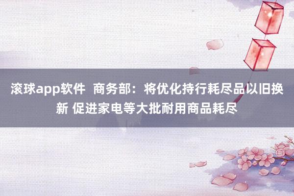 滚球app软件  商务部：将优化持行耗尽品以旧换新 促进家电等大批耐用商品耗尽
