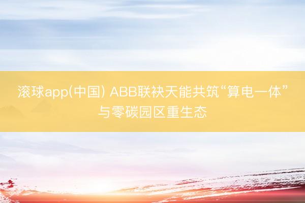 滚球app(中国) ABB联袂天能共筑“算电一体”与零碳园区重生态