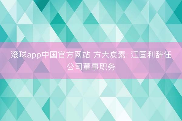 滚球app中国官方网站 方大炭素: 江国利辞任公司董事职务