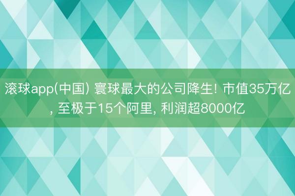 滚球app(中国) 寰球最大的公司降生! 市值35万亿， 至极于15个阿里， 利润超8000亿