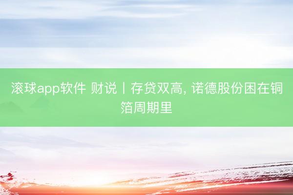 滚球app软件 财说丨存贷双高， 诺德股份困在铜箔周期里