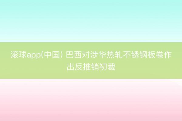 滚球app(中国) 巴西对涉华热轧不锈钢板卷作出反推销初裁