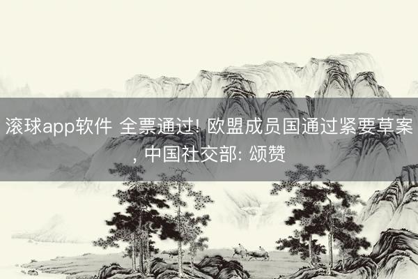 滚球app软件 全票通过! 欧盟成员国通过紧要草案， 中国社交部: 颂赞