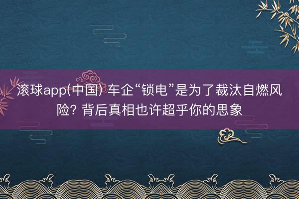 滚球app(中国) 车企“锁电”是为了裁汰自燃风险? 背后真相也许超乎你的思象