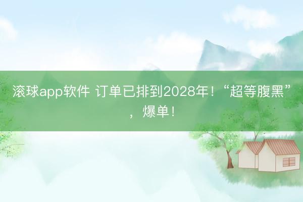 滚球app软件 订单已排到2028年！“超等腹黑”，爆单！