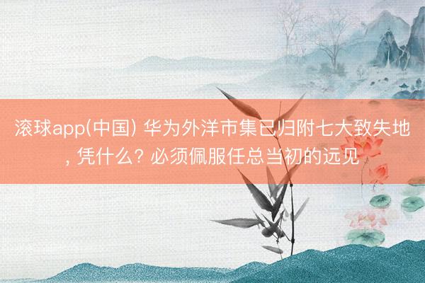 滚球app(中国) 华为外洋市集已归附七大致失地， 凭什么? 必须佩服任总当初的远见
