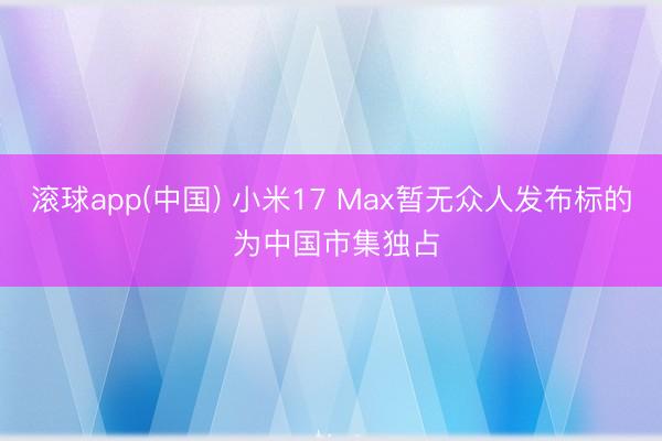 滚球app(中国) 小米17 Max暂无众人发布标的 为中国市集独占