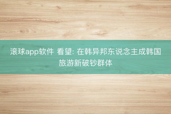 滚球app软件 看望: 在韩异邦东说念主成韩国旅游新破钞群体