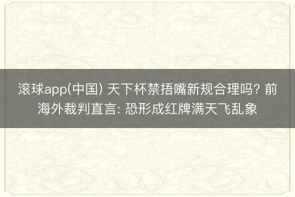 滚球app(中国) 天下杯禁捂嘴新规合理吗? 前海外裁判直言: 恐形成红牌满天飞乱象