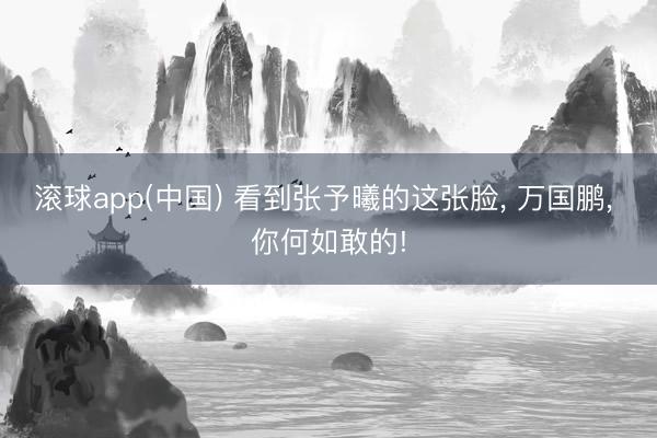 滚球app(中国) 看到张予曦的这张脸， 万国鹏， 你何如敢的!