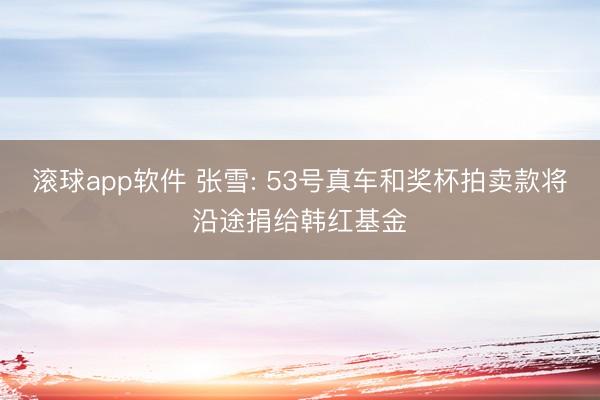 滚球app软件 张雪: 53号真车和奖杯拍卖款将沿途捐给韩红基金