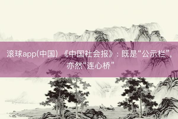 滚球app(中国) 《中国社会报》: 既是“公示栏”， 亦然“连心桥”