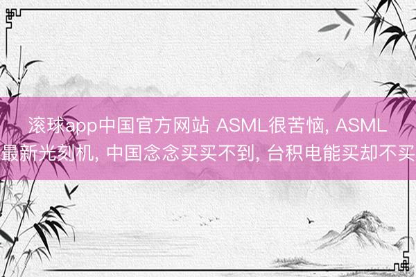 滚球app中国官方网站 ASML很苦恼， ASML最新光刻机， 中国念念买买不到， 台积电能买却不买