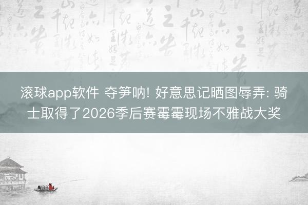 滚球app软件 夺笋呐! 好意思记晒图辱弄: 骑士取得了2026季后赛霉霉现场不雅战大奖