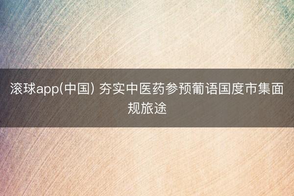滚球app(中国) 夯实中医药参预葡语国度市集面规旅途
