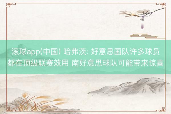 滚球app(中国) 哈弗茨: 好意思国队许多球员都在顶级联赛效用 南好意思球队可能带来惊喜