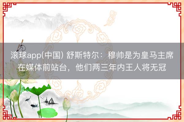 滚球app(中国) 舒斯特尔：穆帅是为皇马主席在媒体前站台，他们两三年内王人将无冠