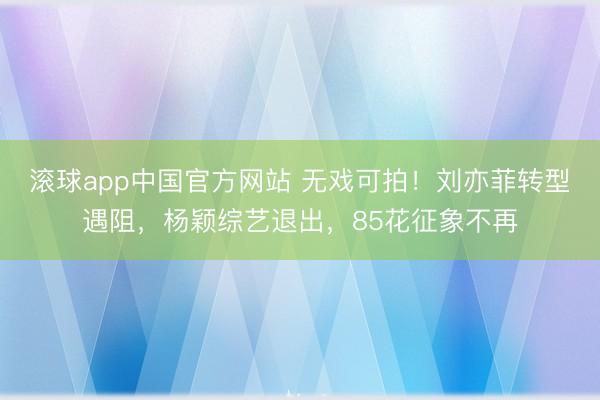 滚球app中国官方网站 无戏可拍！刘亦菲转型遇阻，杨颖综艺退出，85花征象不再