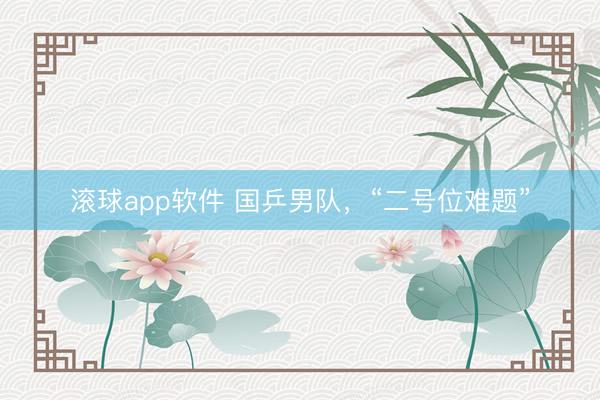 滚球app软件 国乒男队，“二号位难题”