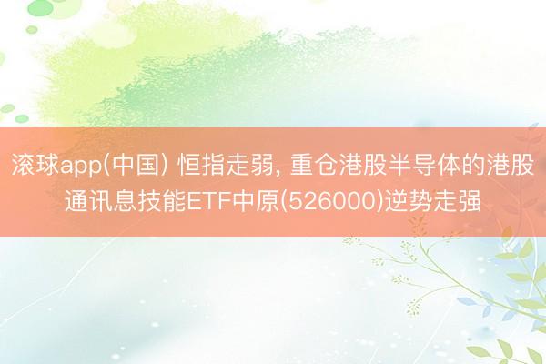 滚球app(中国) 恒指走弱, 重仓港股半导体的港股通讯息技能ETF中原(526000)逆势走强