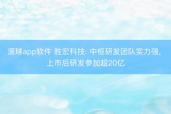 滚球app软件 胜宏科技: 中枢研发团队实力强, 上市后研发参加超20亿