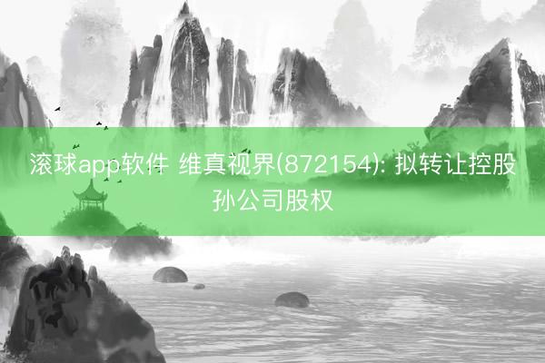 滚球app软件 维真视界(872154): 拟转让控股孙公司股权