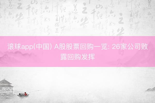 滚球app(中国) A股股票回购一览: 26家公司败露回购发挥