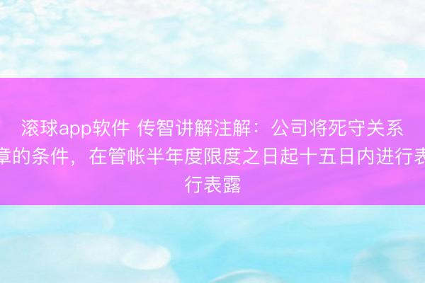 滚球app软件 传智讲解注解：公司将死守关系规章的条件，在管帐半年度限度之日起十五日内进行表露