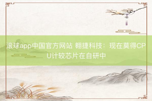 滚球app中国官方网站 翱捷科技:现在莫得CPU计较芯片在自研中